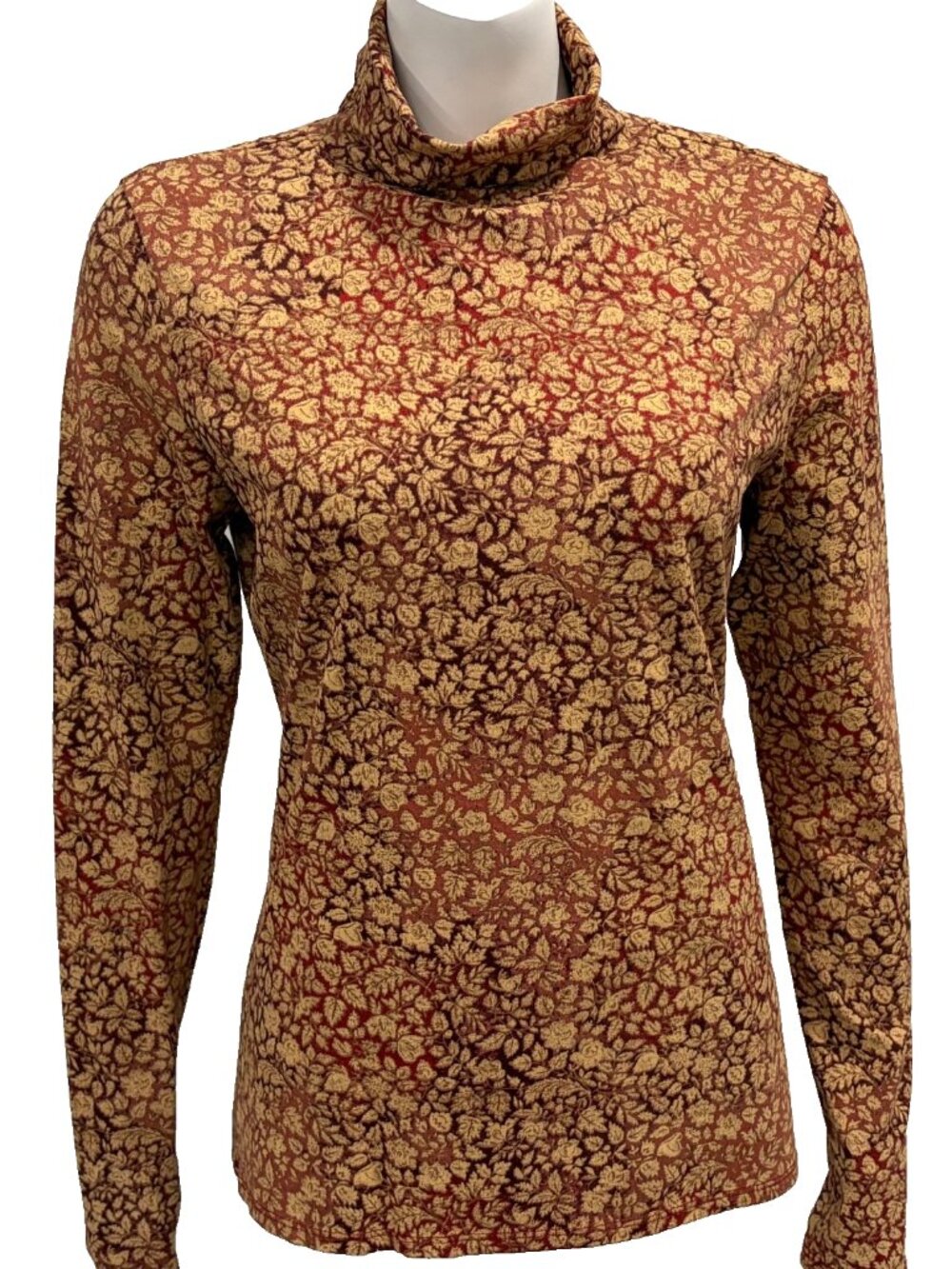 Peruvian Connection Shirt Pima Cotton Stretch Boho Floral Long Sleeve Womens M